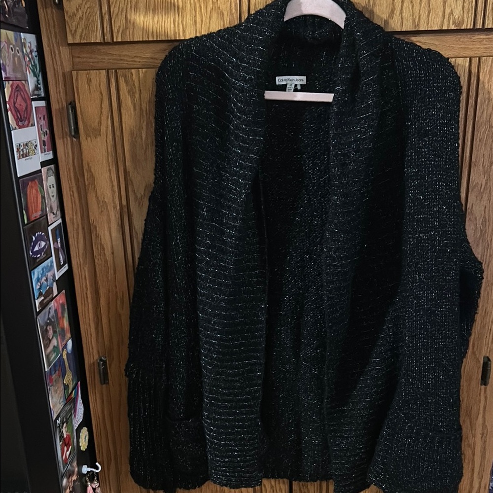 Like new Calvin Klein Collection Black Chunky Knit Cardigan Sweater